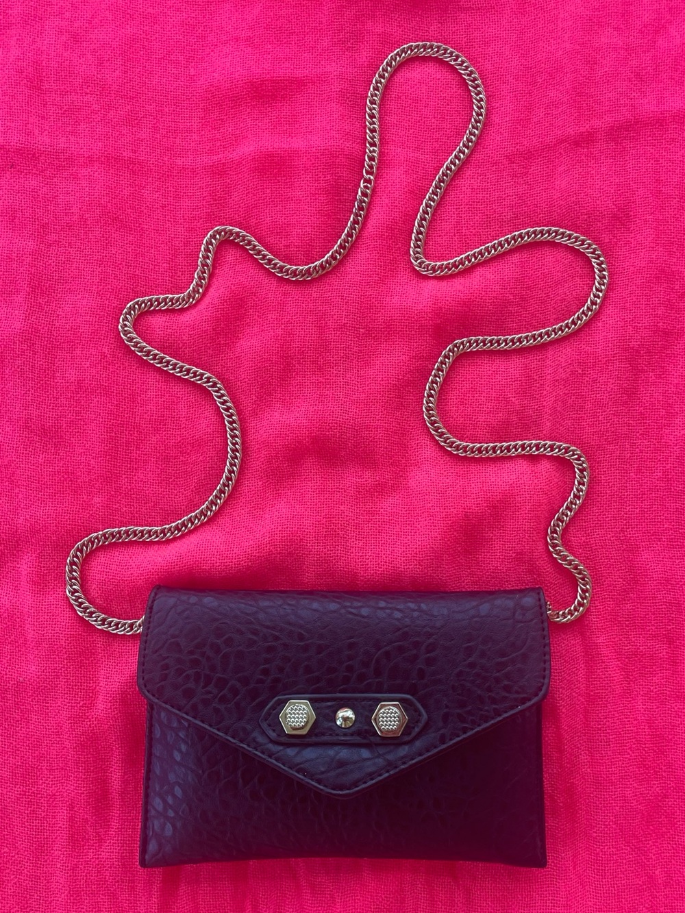 Danielle Nicole Black Envelope Clutch w/ Gold Crossbody Chain